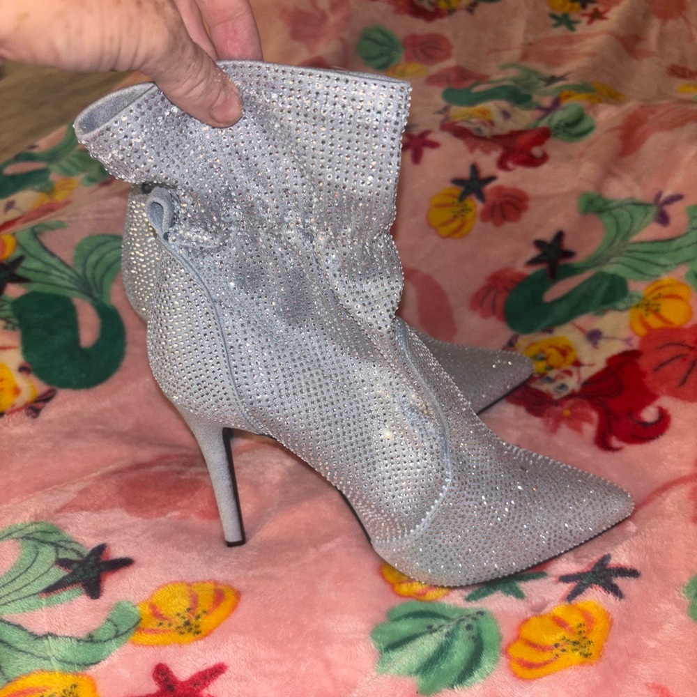 Rhinestone heel boots NWOT